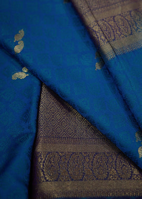 Blue Kanjivaram Silk Saree With Blouse Piece - Indian Silk House Agencies