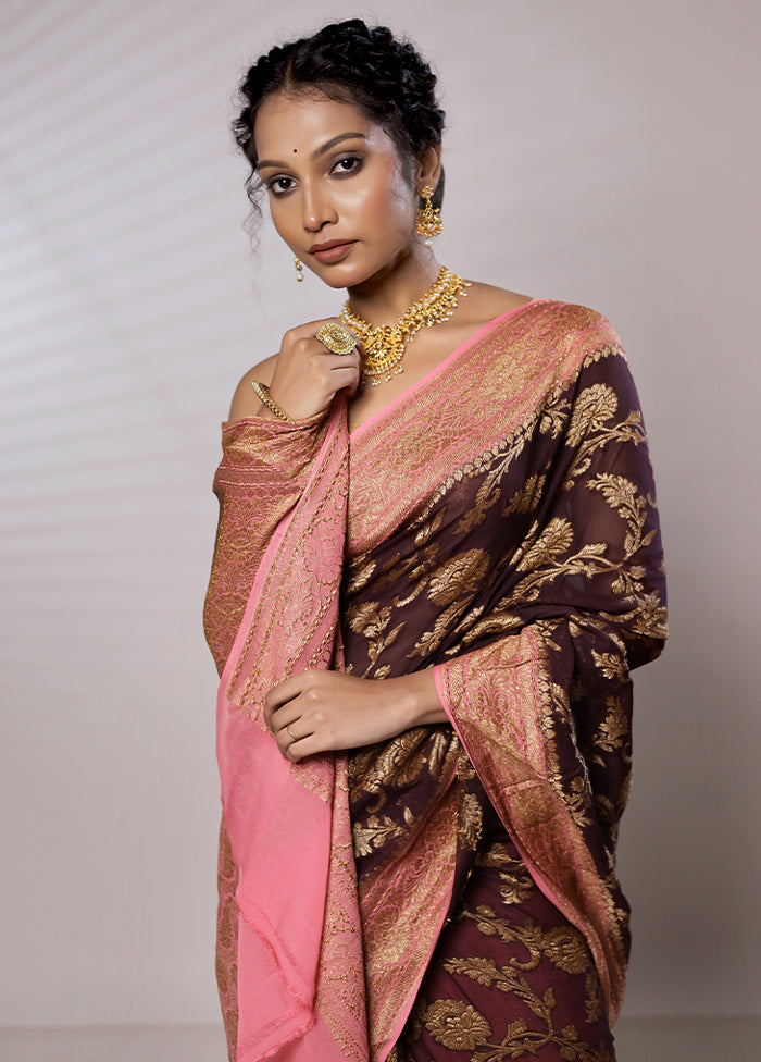 Maroon Pure Georgette Saree With Blouse Piece - Indian Silk House Agencies