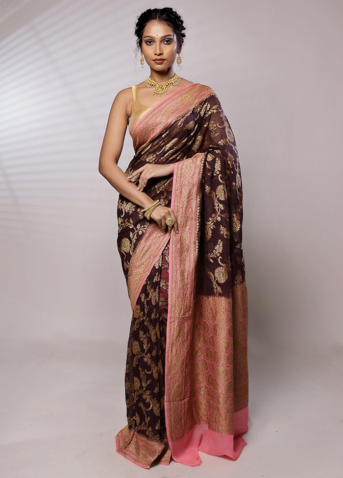 Maroon Pure Georgette Saree With Blouse Piece - Indian Silk House Agencies