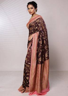 Maroon Pure Georgette Saree With Blouse Piece