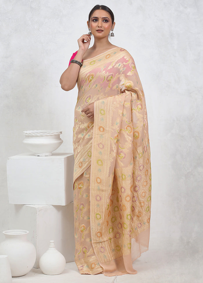 Cream Pure Georgette Saree With Blouse Piece - Indian Silk House Agencies