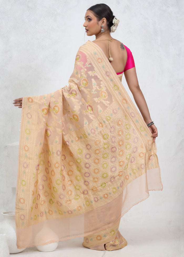 Cream Pure Georgette Saree With Blouse Piece - Indian Silk House Agencies