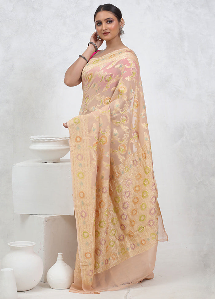 Cream Pure Georgette Saree With Blouse Piece - Indian Silk House Agencies