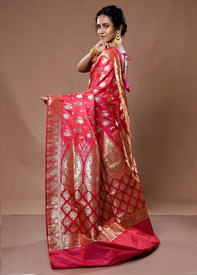 Pink Banarasi Silk Saree With Blouse Piece - Indian Silk House Agencies