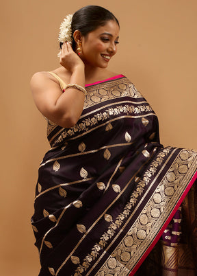 Purple Banarasi Silk Saree With Blouse Piece