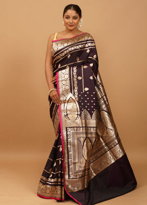 Purple Banarasi Silk Saree With Blouse Piece