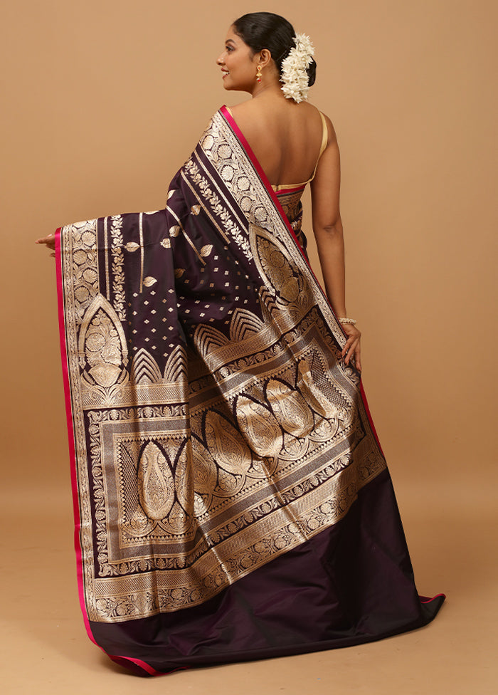 Purple Banarasi Silk Saree With Blouse Piece