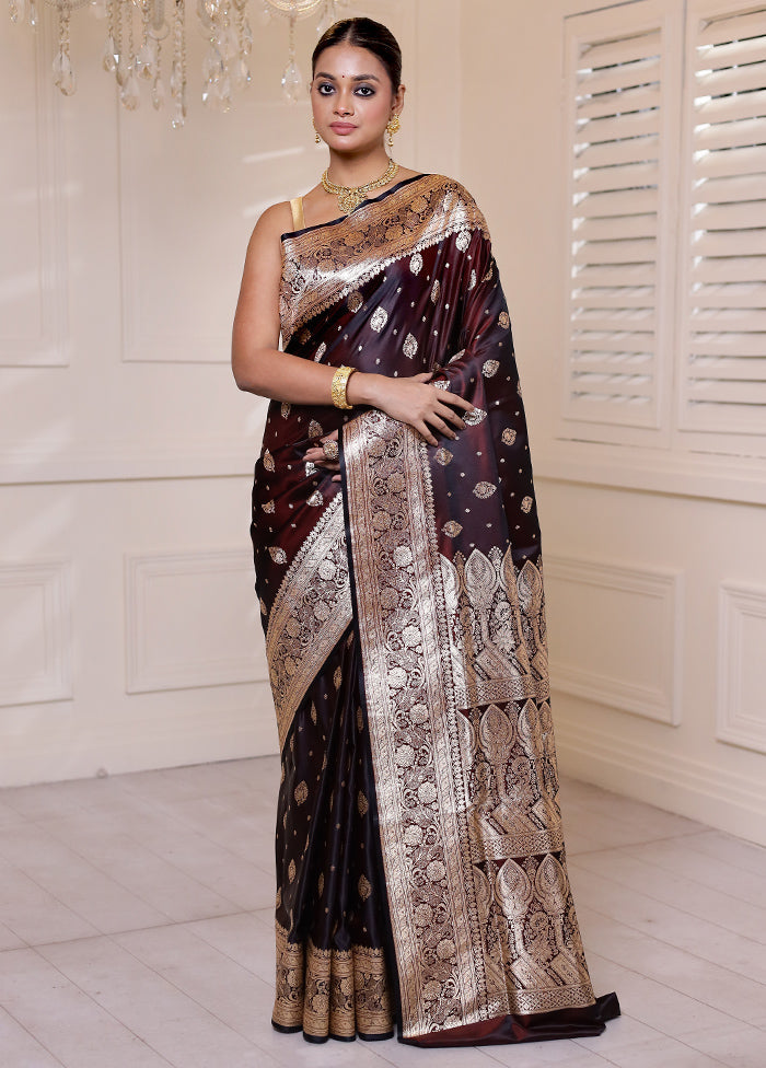 Maroon Banarasi Silk Saree With Blouse Piece