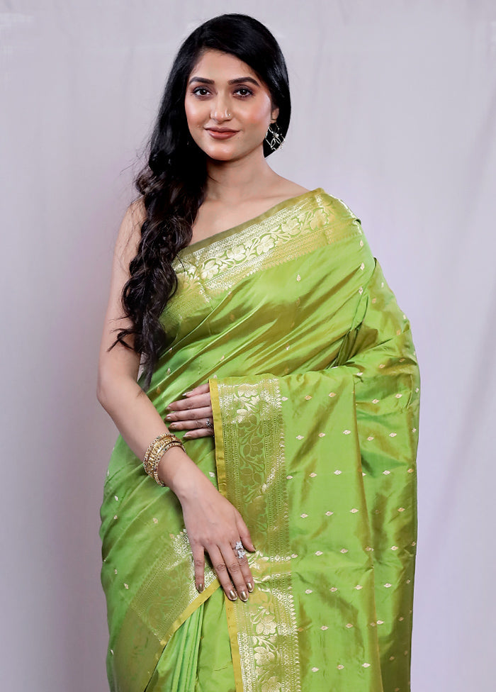 Green Katan Pure Silk Saree With Blouse Piece - Indian Silk House Agencies