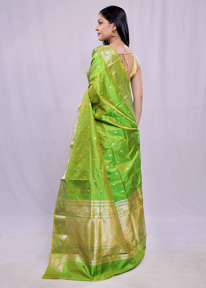 Green Katan Pure Silk Saree With Blouse Piece - Indian Silk House Agencies