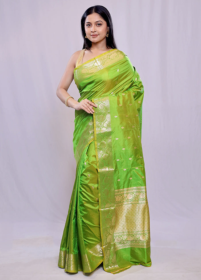 Green Katan Pure Silk Saree With Blouse Piece - Indian Silk House Agencies