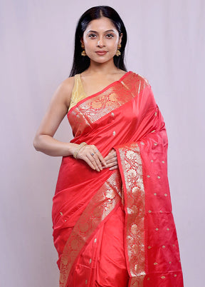 Red Katan Pure Silk Saree With Blouse Piece - Indian Silk House Agencies