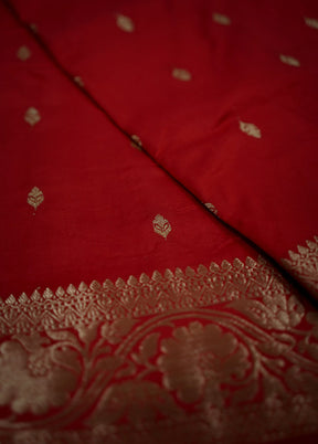 Red Katan Pure Silk Saree With Blouse Piece - Indian Silk House Agencies