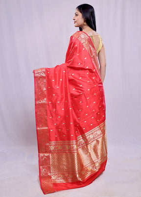 Red Katan Pure Silk Saree With Blouse Piece - Indian Silk House Agencies