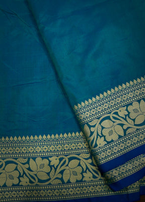 Blue Katan Pure Silk Saree With Blouse Piece