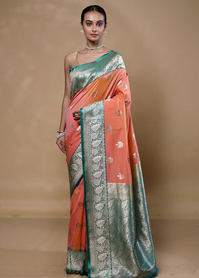 Orange Katan Silk Saree With Blouse Piece