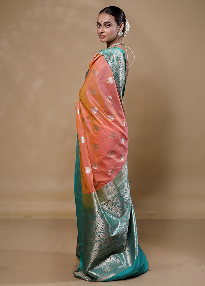 Orange Katan Silk Saree With Blouse Piece