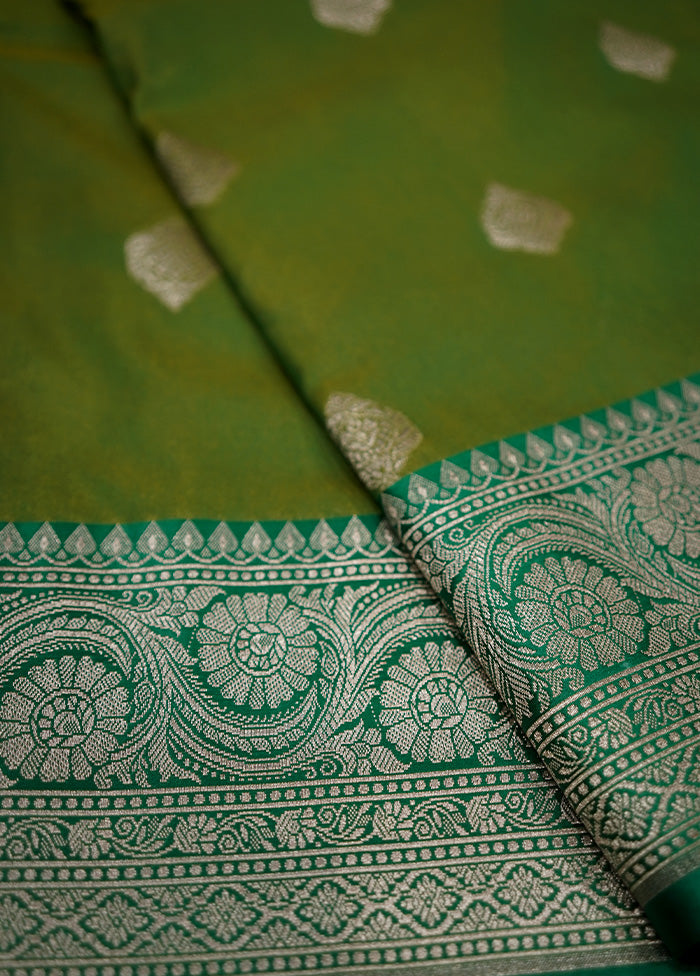 Green Katan Silk Saree With Blouse Piece - Indian Silk House Agencies