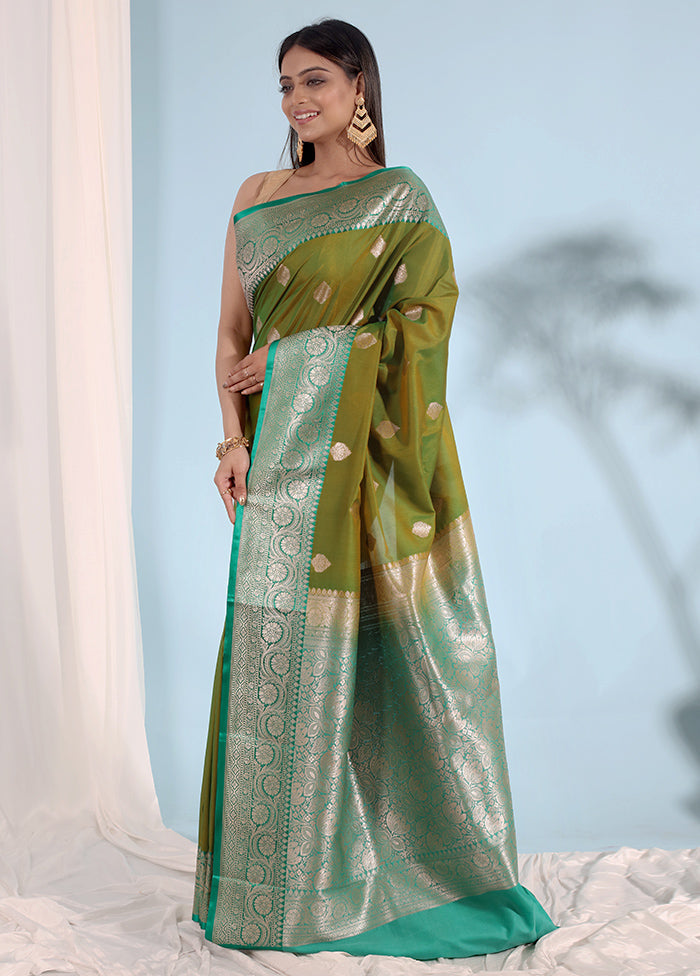 Green Katan Silk Saree With Blouse Piece - Indian Silk House Agencies