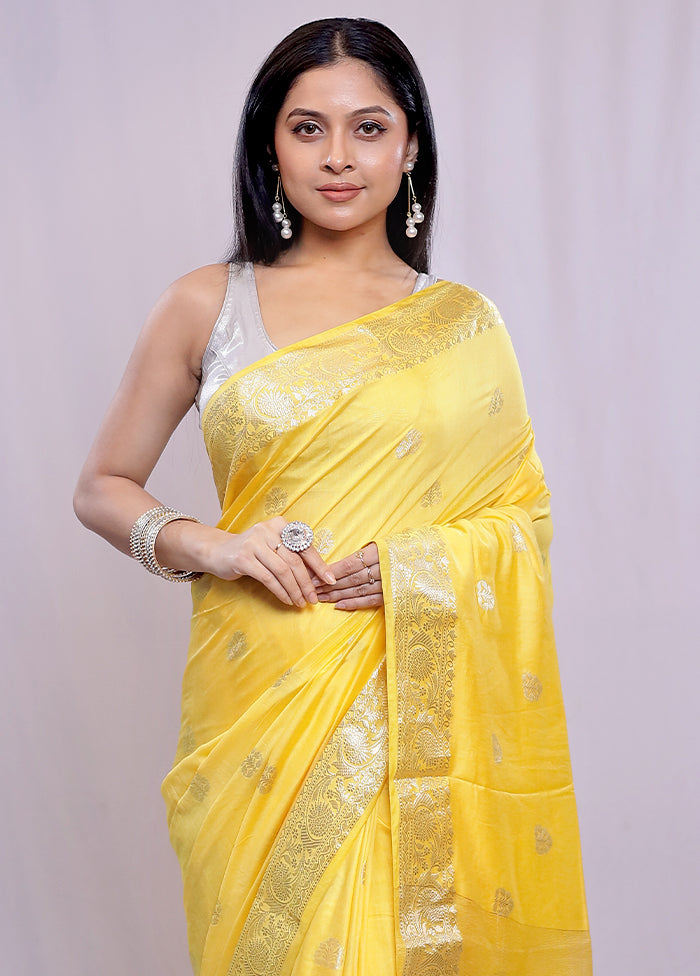 Yellow Cotton Saree With Blouse Piece - Indian Silk House Agencies