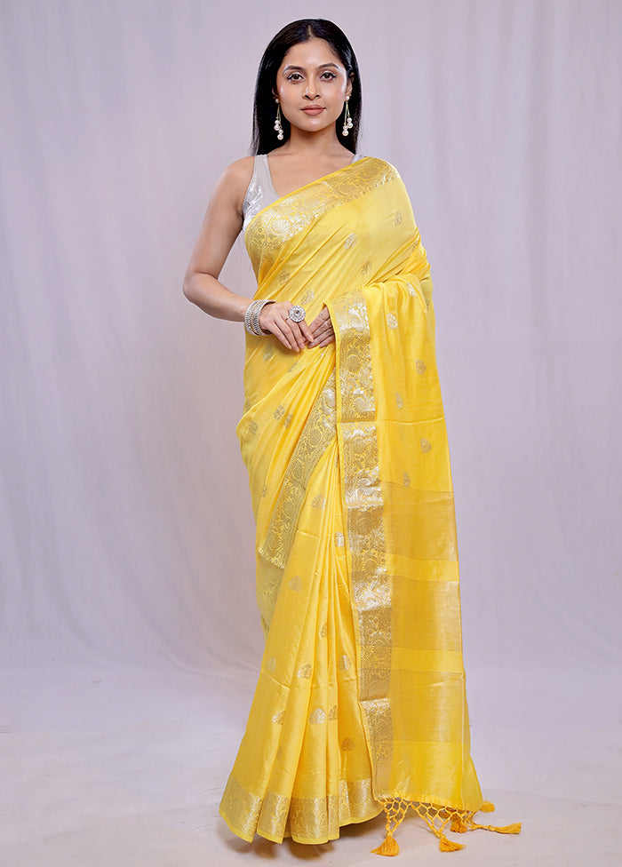 Yellow Cotton Saree With Blouse Piece - Indian Silk House Agencies