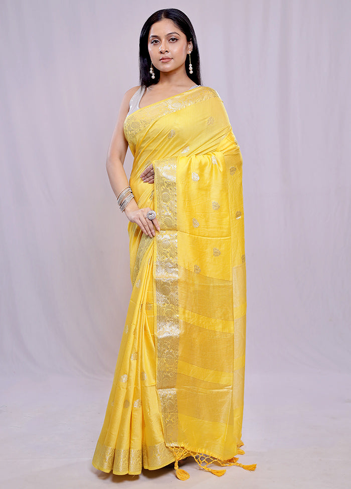 Yellow Cotton Saree With Blouse Piece - Indian Silk House Agencies