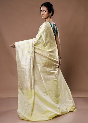 Yellow Banarasi Silk Saree With Blouse Piece - Indian Silk House Agencies