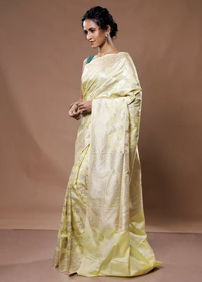 Yellow Banarasi Silk Saree With Blouse Piece - Indian Silk House Agencies