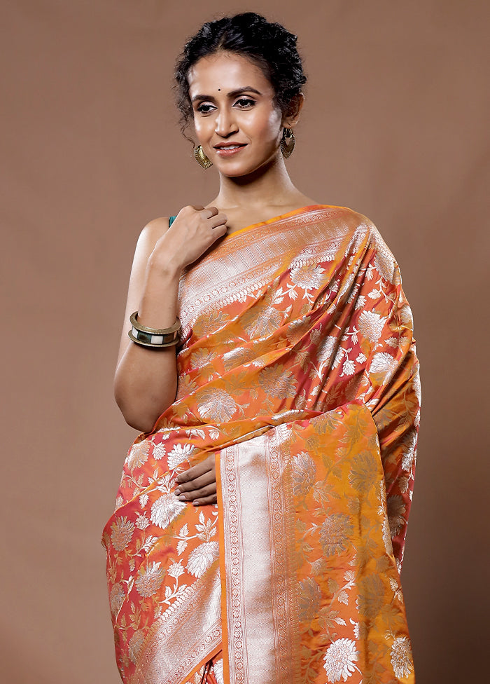 Rust Uppada Silk Saree With Blouse Piece - Indian Silk House Agencies