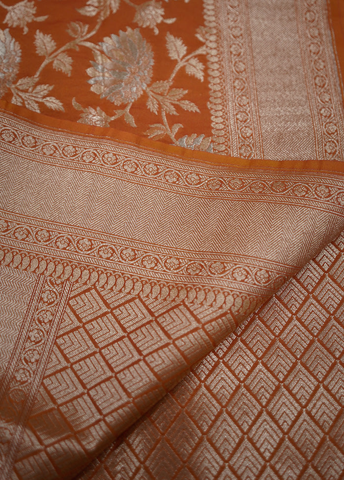 Rust Uppada Silk Saree With Blouse Piece - Indian Silk House Agencies