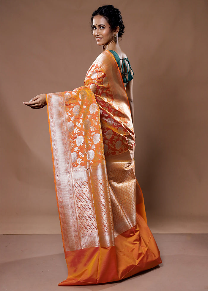 Rust Uppada Silk Saree With Blouse Piece - Indian Silk House Agencies