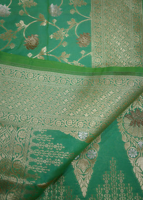 Green Uppada Silk Saree With Blouse Piece - Indian Silk House Agencies