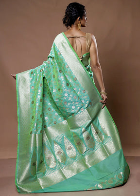 Green Uppada Silk Saree With Blouse Piece - Indian Silk House Agencies