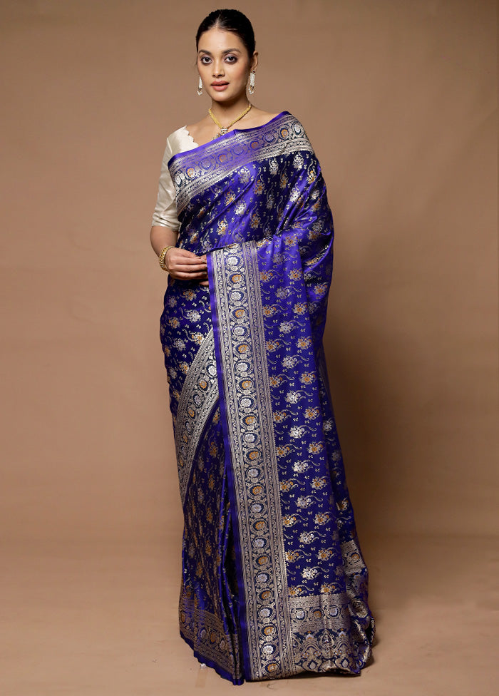 Blue Handloom Uppada Pure Silk Saree With Blouse Piece