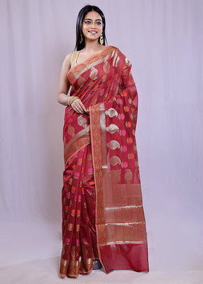 Pink Kora Silk Saree With Blouse Piece - Indian Silk House Agencies