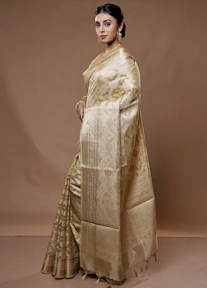 Cream Tissue Silk Saree With Blouse Piece - Indian Silk House Agencies