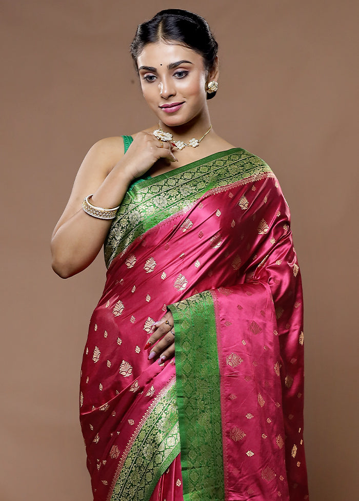 Maroon Dupion Silk Saree With Blouse Piece - Indian Silk House Agencies