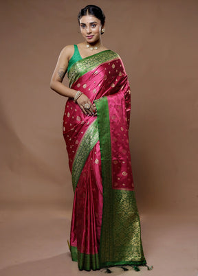 Maroon Dupion Silk Saree With Blouse Piece - Indian Silk House Agencies