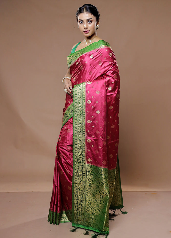 Maroon Dupion Silk Saree With Blouse Piece - Indian Silk House Agencies