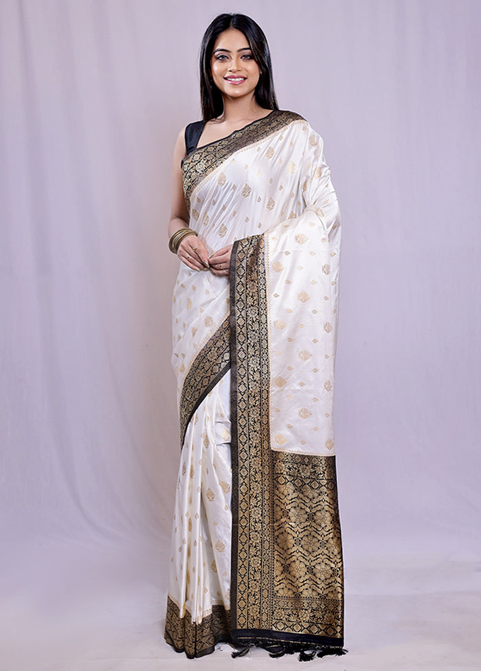 White Dupion Silk Saree With Blouse Piece - Indian Silk House Agencies