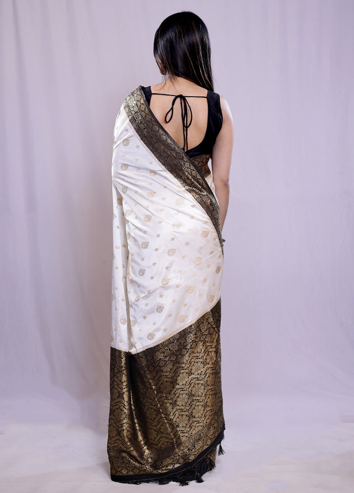 White Dupion Silk Saree With Blouse Piece - Indian Silk House Agencies