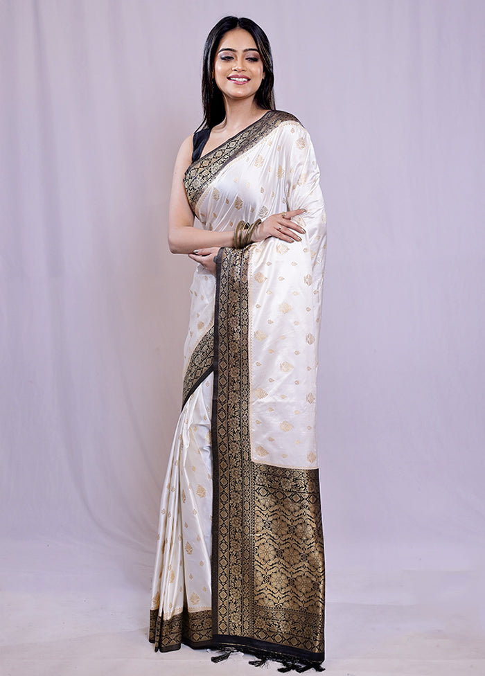 White Dupion Silk Saree With Blouse Piece - Indian Silk House Agencies