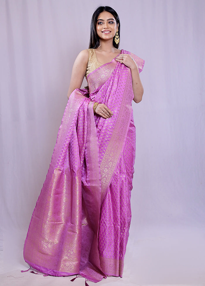 Purple Dupion Silk Saree With Blouse Piece - Indian Silk House Agencies