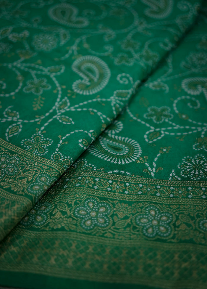 Green Dupion Silk Saree With Blouse Piece - Indian Silk House Agencies