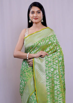 Green Uppada Silk Saree With Blouse Piece - Indian Silk House Agencies