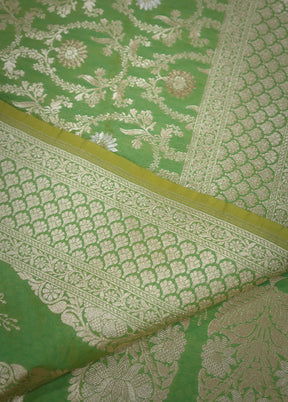 Green Uppada Silk Saree With Blouse Piece - Indian Silk House Agencies