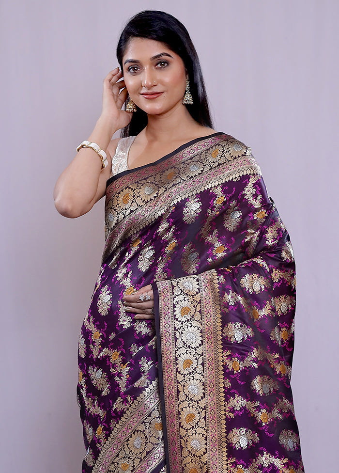 Purple Uppada Pure Silk Saree With Blouse Piece - Indian Silk House Agencies