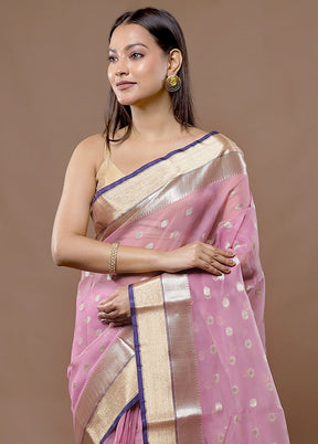 Pink Organza Saree With Blouse Piece - Indian Silk House Agencies