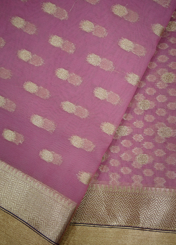 Pink Organza Saree With Blouse Piece - Indian Silk House Agencies