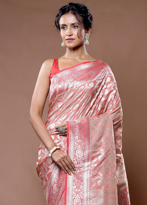 Peach Uppada Silk Saree With Blouse Piece - Indian Silk House Agencies